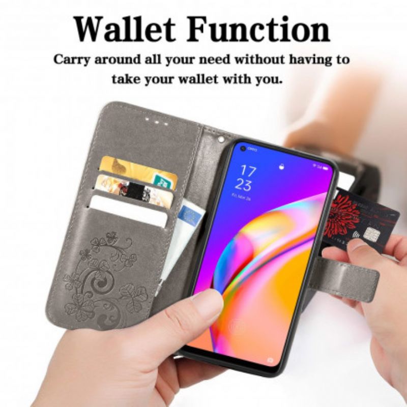Læder Cover Oppo A94 5G Firkløver
