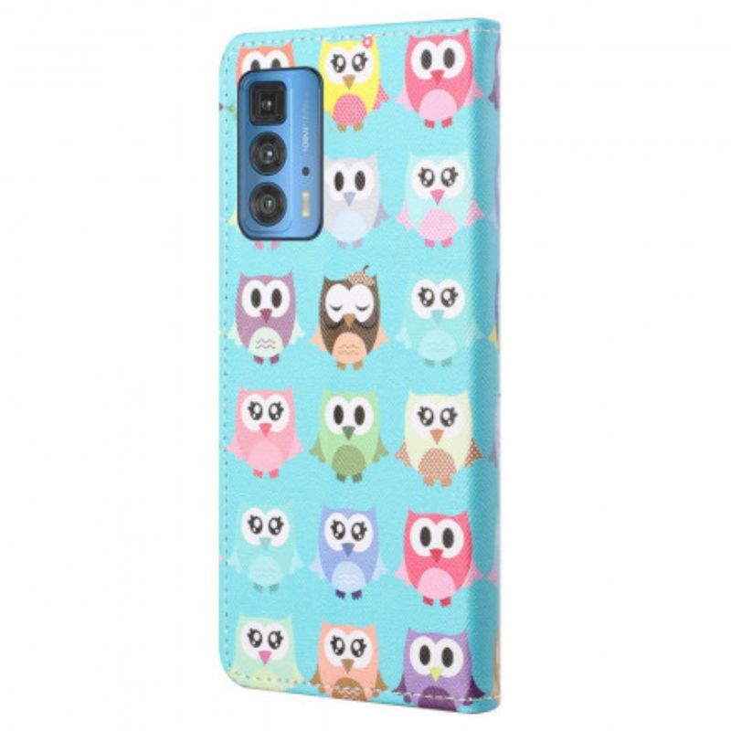 Læder Cover Motorola Edge 20 Pro Flere Ugler