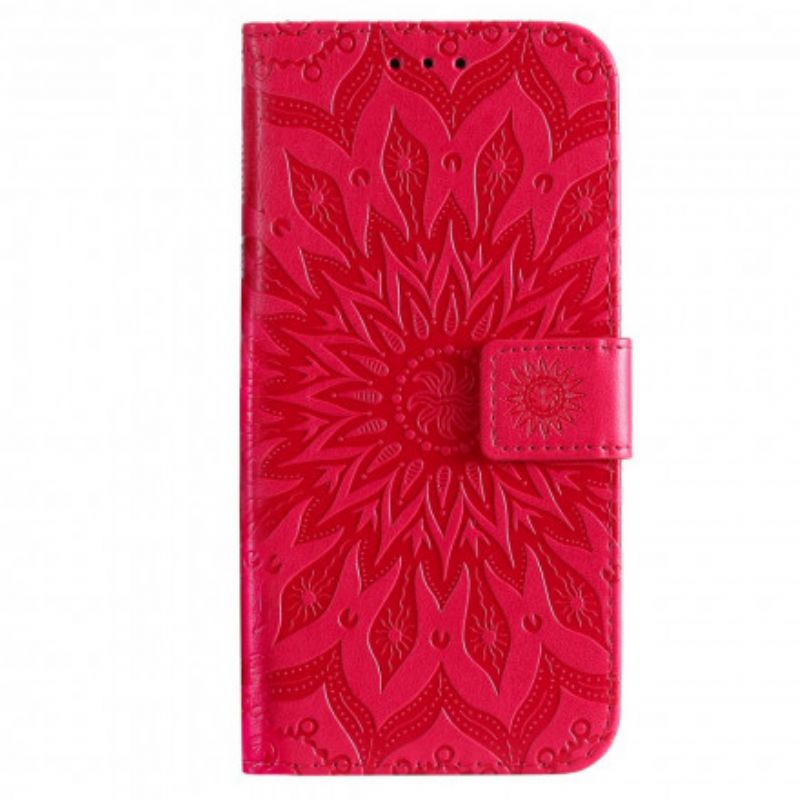 Læder Cover Motorola Edge 20 Pro Solblomst