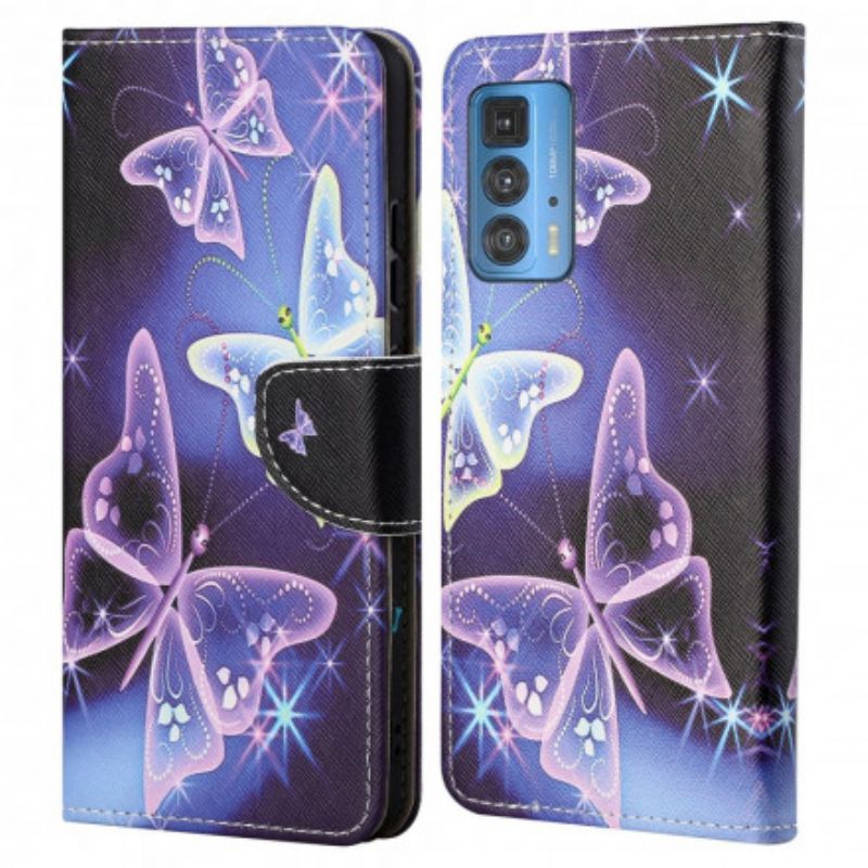 Læder Cover Motorola Edge 20 Pro Sommerfugle