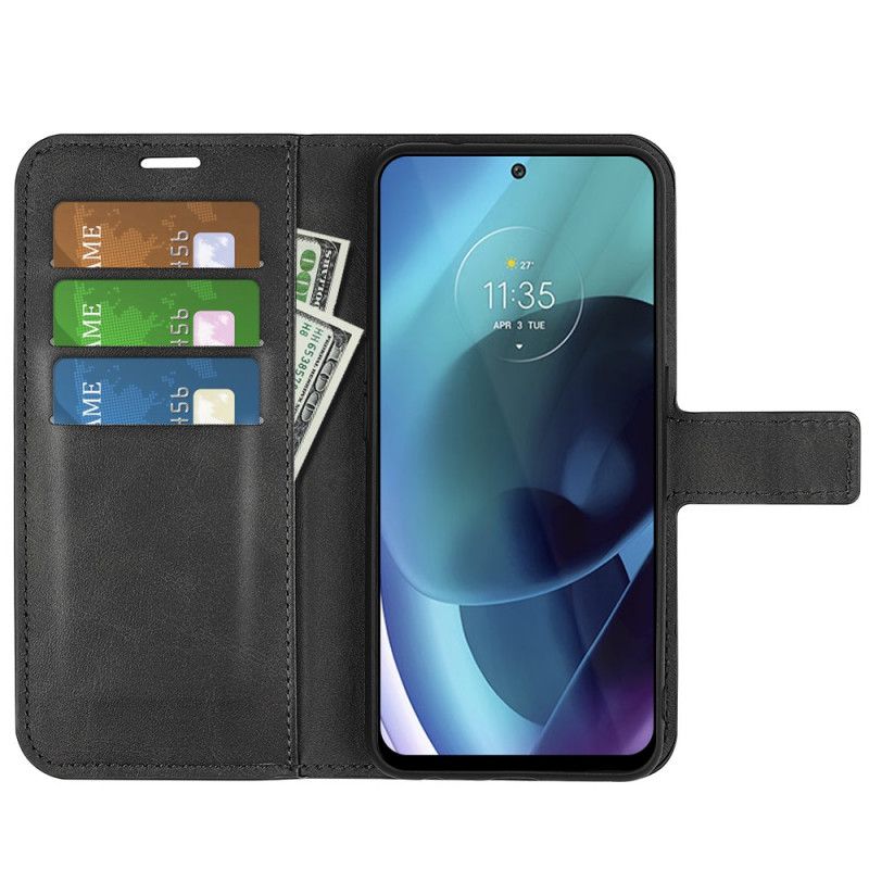 Flip Cover Moto G71 5G Ekstrem Slank Lædereffekt