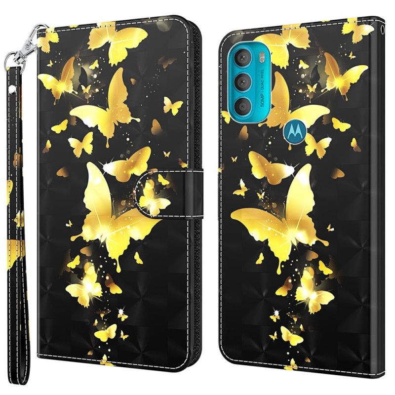 Flip Cover Moto G71 5G Gule Sommerfugle