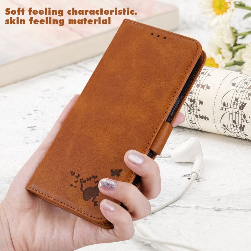 Flip Cover Moto G71 5G Kat Og Sommerfugle