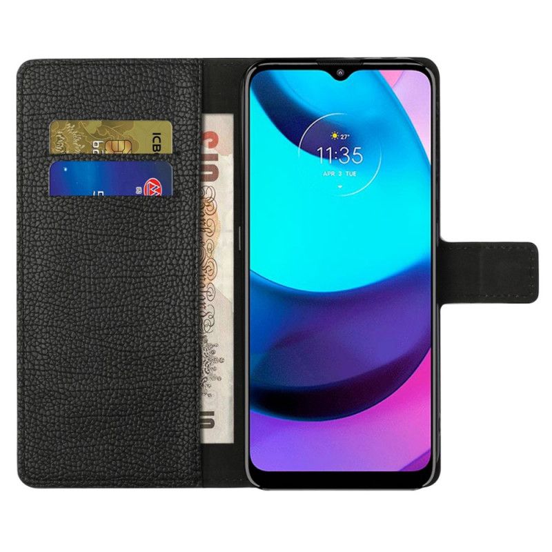 Flip Cover Moto G71 5G Litchi Grain Læder Effekt