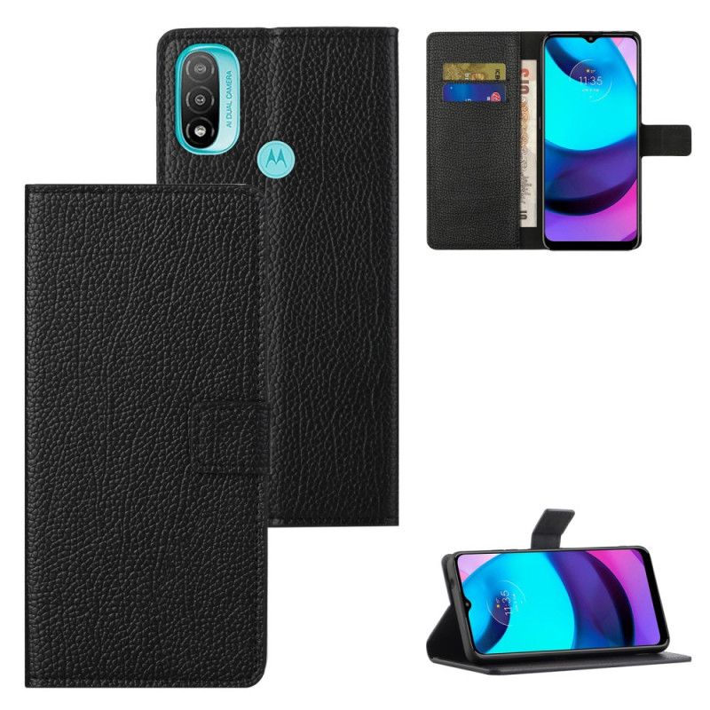 Flip Cover Moto G71 5G Litchi Grain Læder Effekt