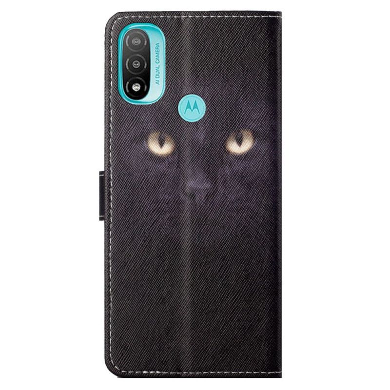 Flip Cover Moto G71 5G Med Snor Sorte Katteøjne Med Rem