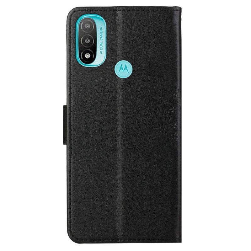 Flip Cover Moto G71 5G Med Snor Træ Og Strappy Ugler