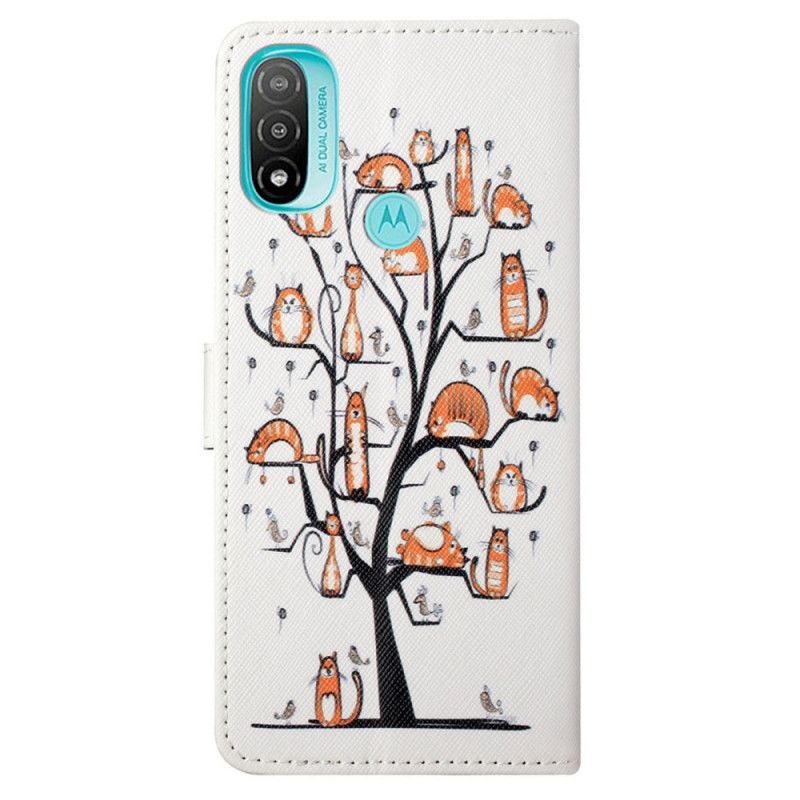 Læder Cover Moto G71 5G Med Snor Funky Katte Med Rem