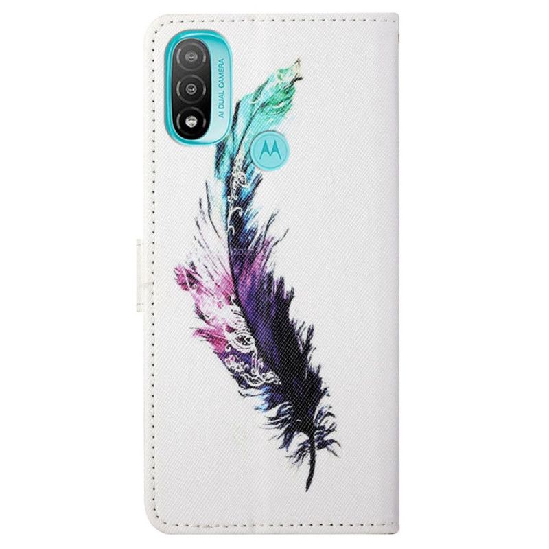 Læder Cover Moto G71 5G Med Snor Thong Fjer