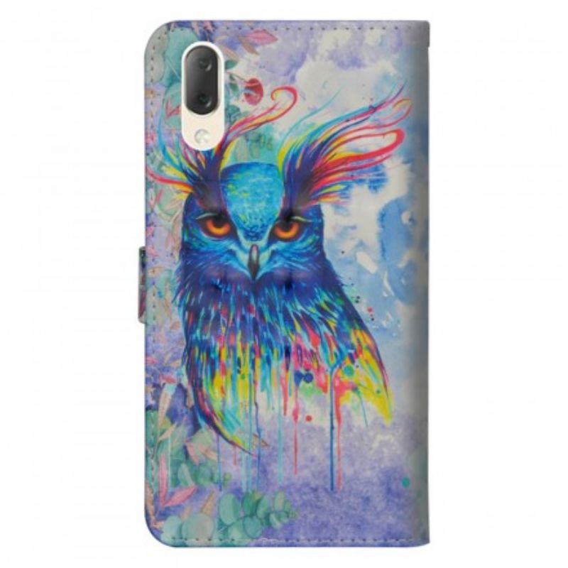 Læder Cover Sony Xperia L3 Akvarel Fugl