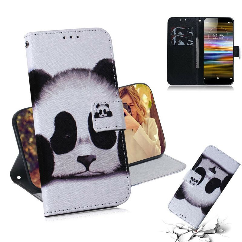Læder Cover Sony Xperia L3 Panda Ansigt