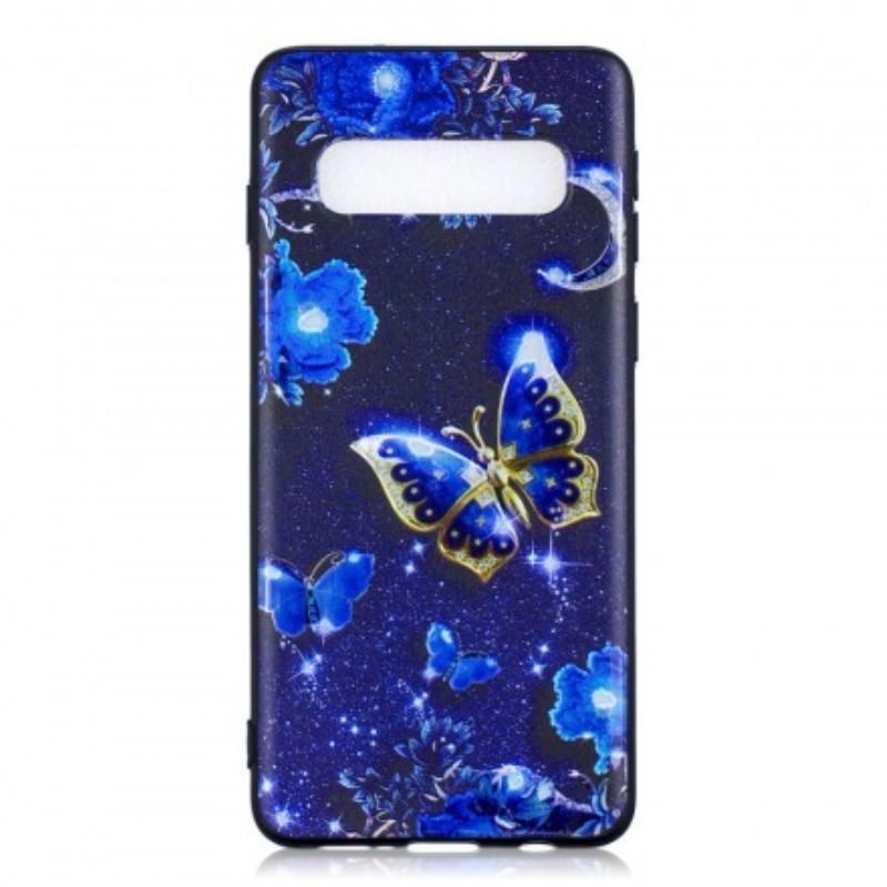 Cover Samsung Galaxy S10 Plus Gylden Sommerfugl
