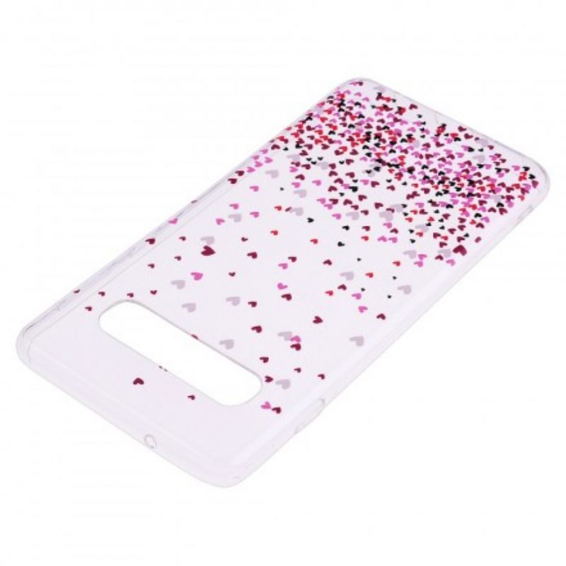 Cover Samsung Galaxy S10 Plus Transparente Flere Røde Hjerter