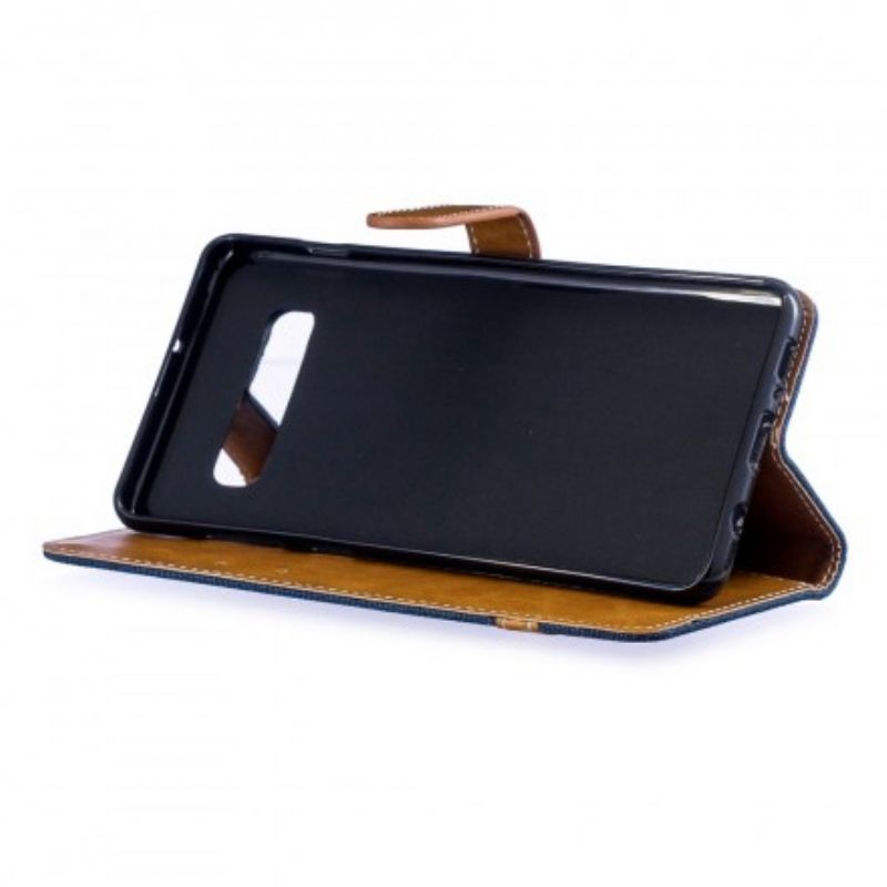 Flip Cover Samsung Galaxy S10 Plus Med Snor Strop I Stof Og Læderlook