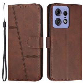 Læder Cover Motorola Edge 50 Pro Telefon Etui Business Style Strappy