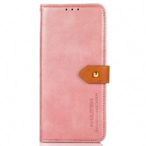 Læder Cover Motorola Edge 50 Pro Telefon Etui Guldknap Khazneh