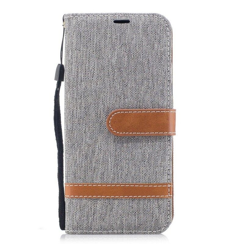 Flip Cover Samsung Galaxy A8 2018 Med Snor Stof- Og Lædereffektrem