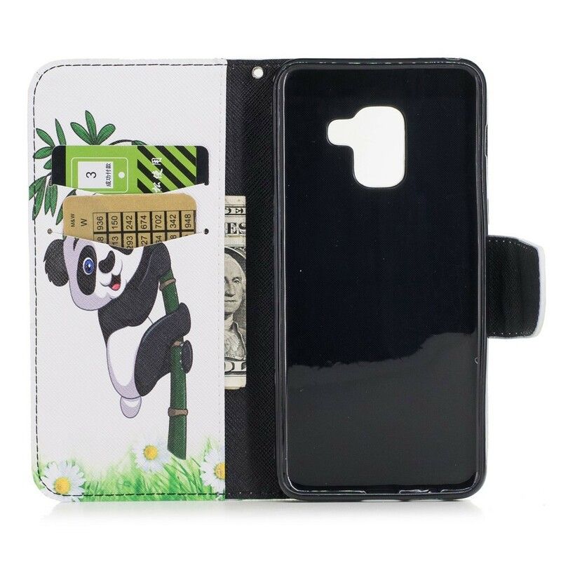 Flip Cover Samsung Galaxy A8 2018 Panda På Bambus
