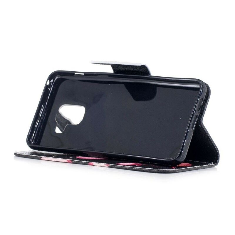 Flip Cover Samsung Galaxy A8 2018 Pink Blomst