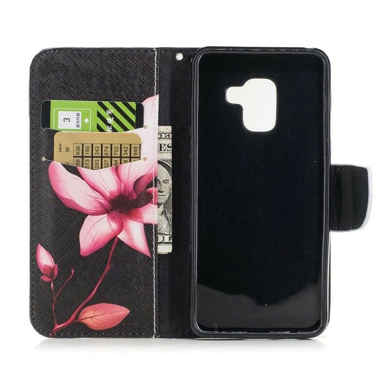 Flip Cover Samsung Galaxy A8 2018 Pink Blomst