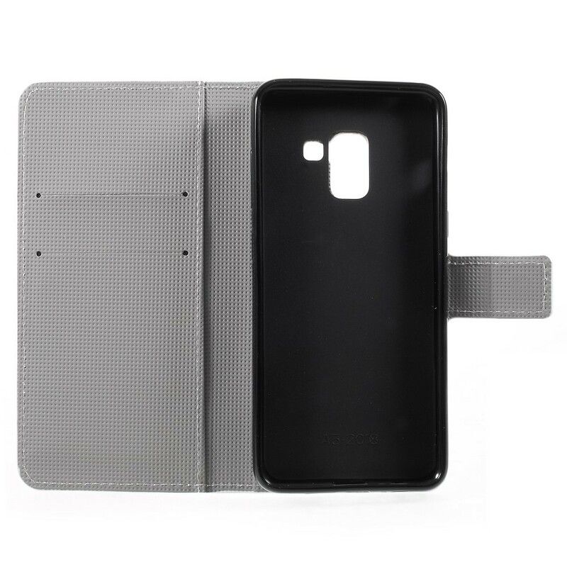 Læder Cover Samsung Galaxy A8 2018 Tropiske Blomster