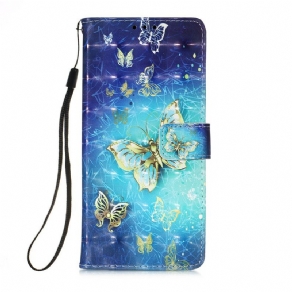 Flip Cover iPhone 13 Mini Gylden Sommerfuglesnor