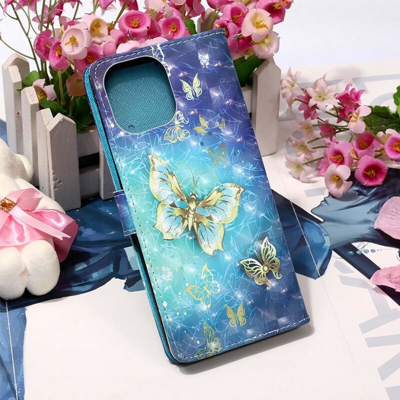 Flip Cover iPhone 13 Mini Gylden Sommerfuglesnor