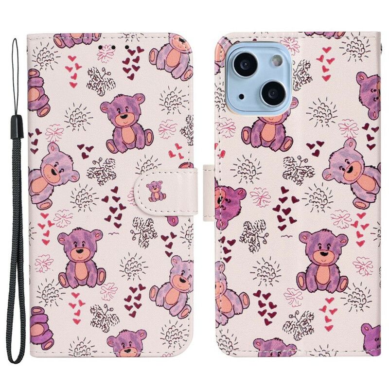 Læder Cover iPhone 13 Mini Alle Bjørne