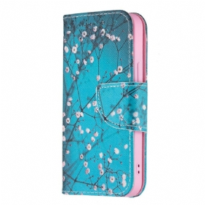 Læder Cover iPhone 13 Mini Blomstrende Gren