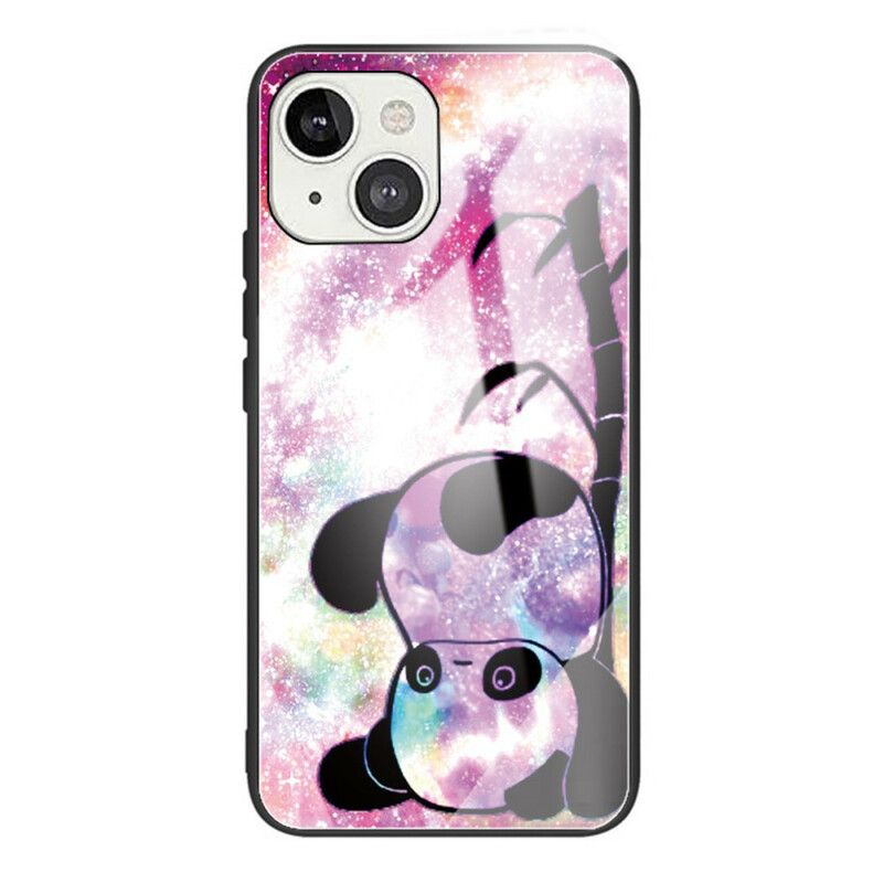 Mobilcover iPhone 13 Mini Panda Og Bambus Hærdet Glas