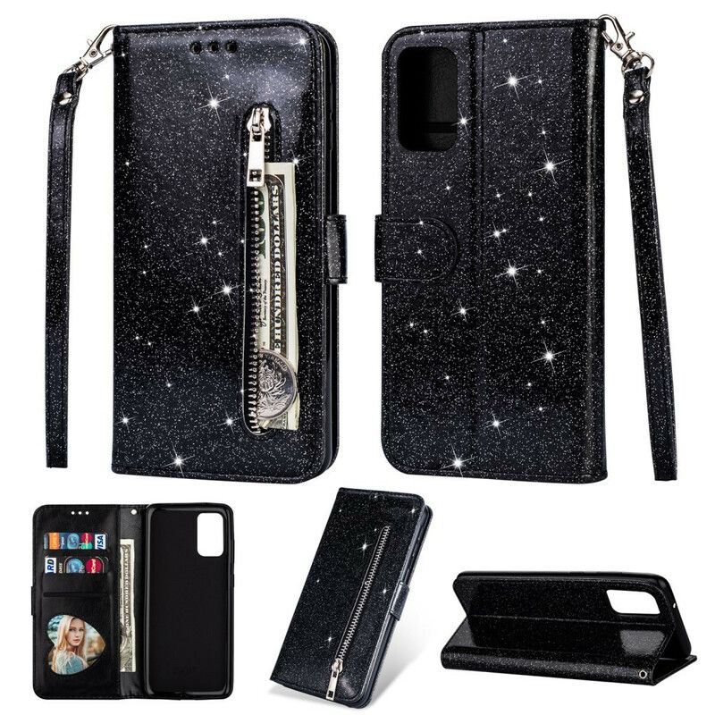Flip Cover Samsung Galaxy S20 Ultra Pailletter Møntpung