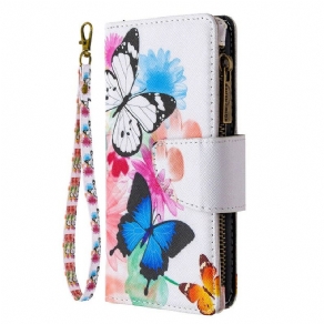 Flip Cover Samsung Galaxy S20 Ultra Sommerfugle Med Lynlåslomme