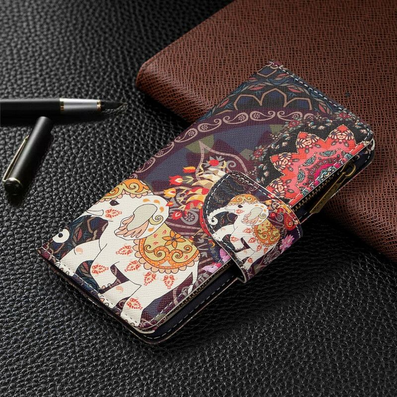 Læder Cover Samsung Galaxy S20 Ultra Elefant Lynlåslomme