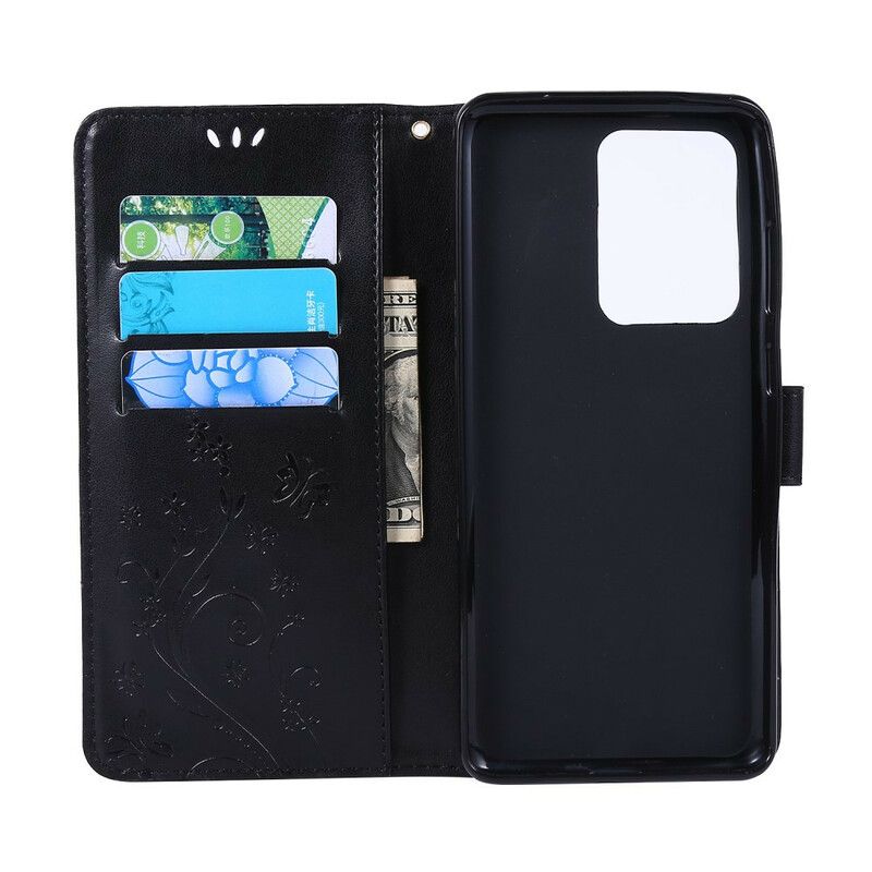 Læder Cover Samsung Galaxy S20 Ultra Sommerfugle I Vinden