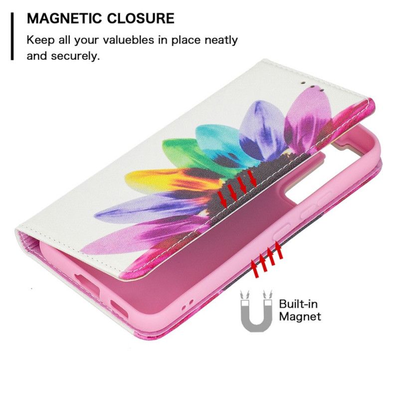 Cover Samsung Galaxy S22 5G Flip Cover Akvarelblomst