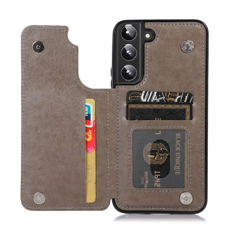 Cover Samsung Galaxy S22 5G Imiteret Læder Kortholder Blomsterstativ