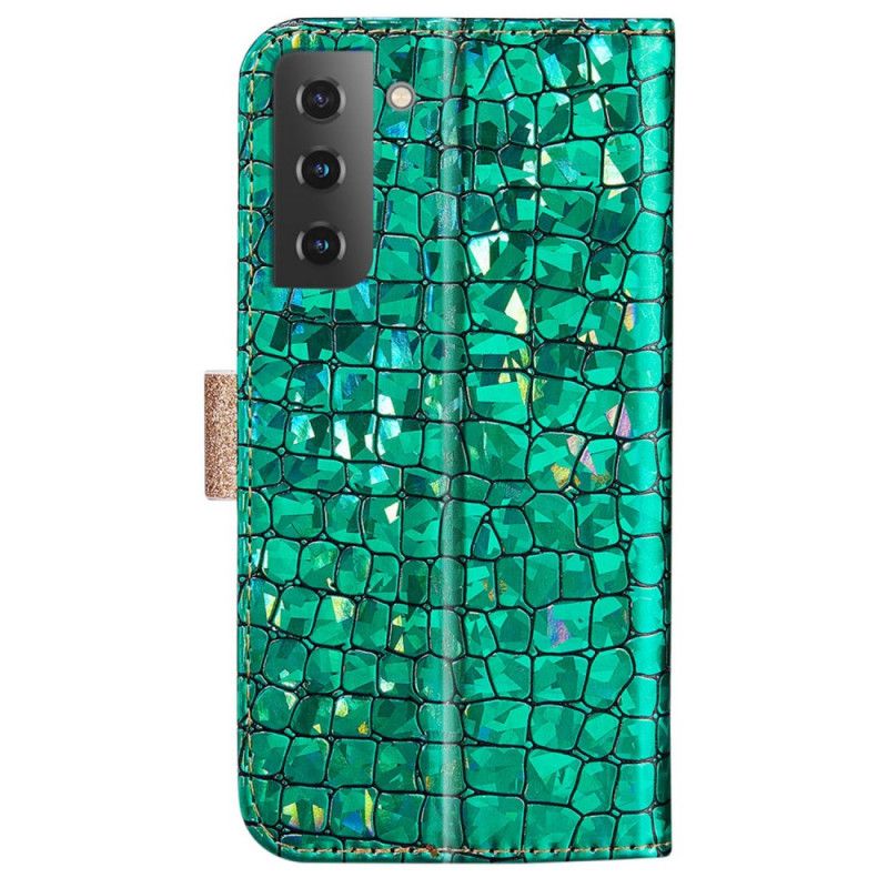 Flip Cover Samsung Galaxy S22 5G Croc Diamanter