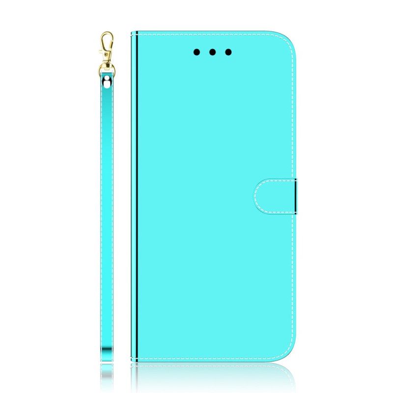 Flip Cover Oppo Reno 8 Lite Spejl Imiteret Læder Med Rem
