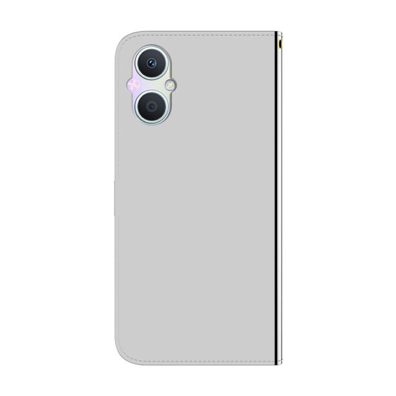 Flip Cover Oppo Reno 8 Lite Spejl Imiteret Læder Med Rem