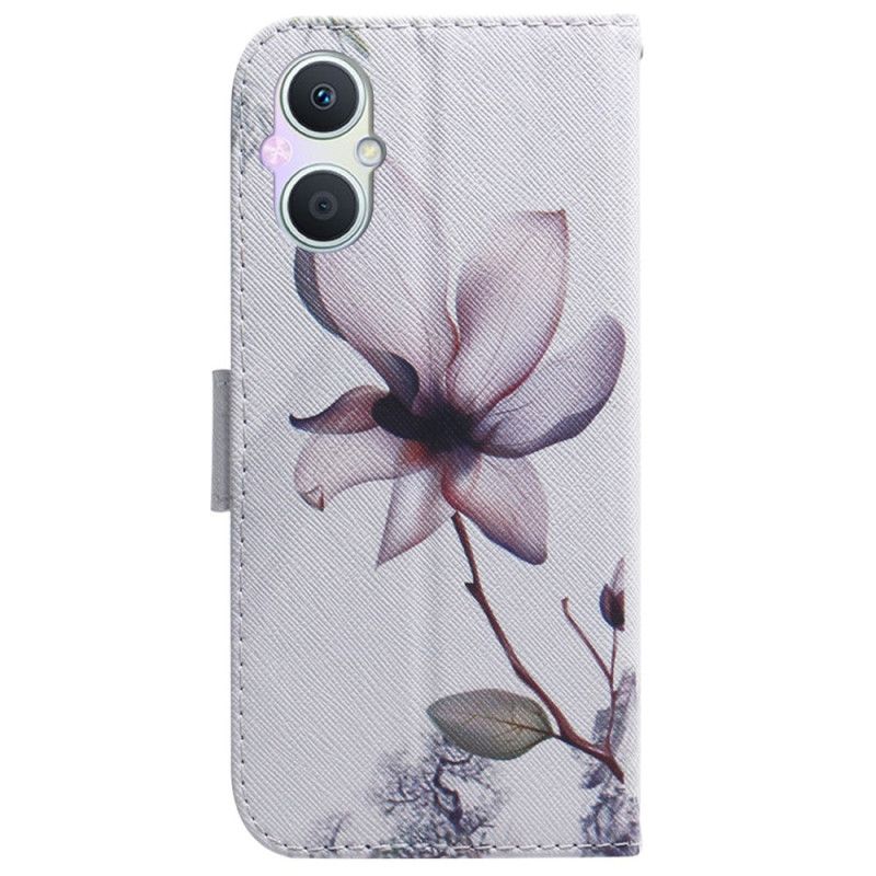 Læder Cover Oppo Reno 8 Lite Pink Blomst