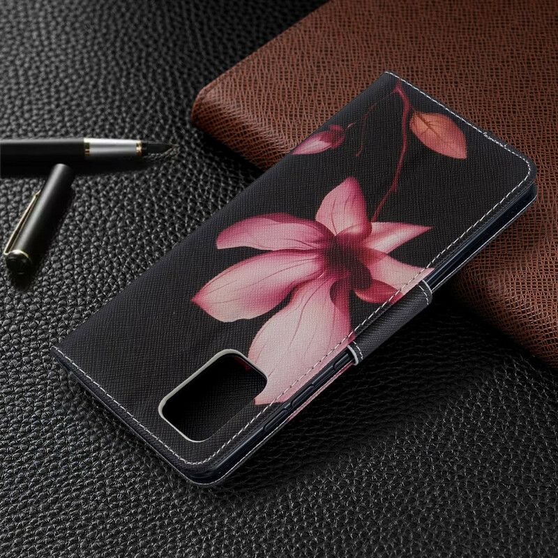 Flip Cover Samsung Galaxy A71 Pink Blomst