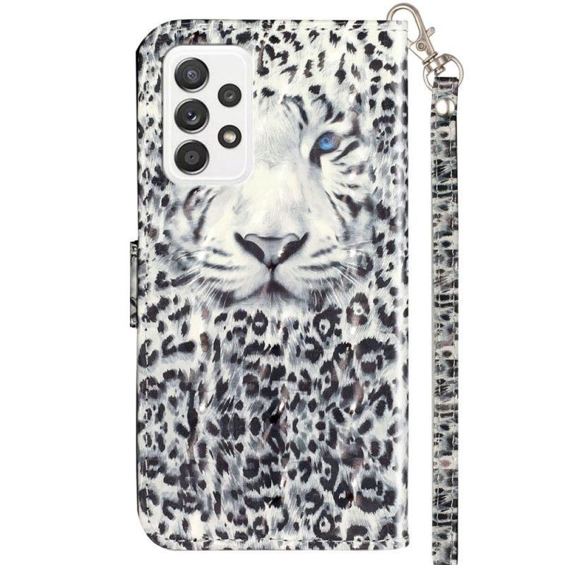 Læder Cover Samsung Galaxy A53 5G Med Snor Tiger Med Fastspænding