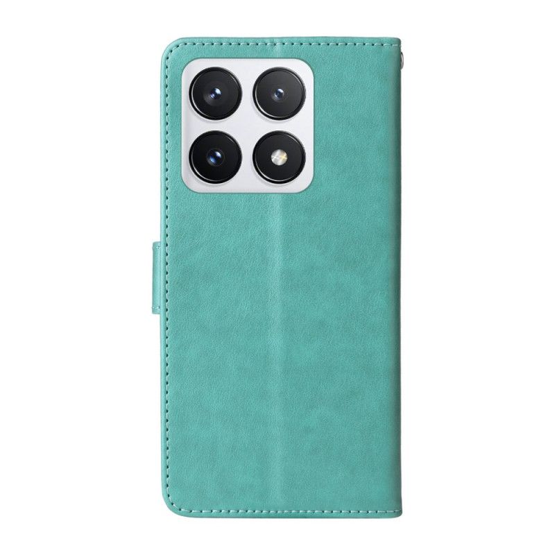 Flip Cover Xiaomi 14t Pro Sommerfugle Og Blomster Mønster