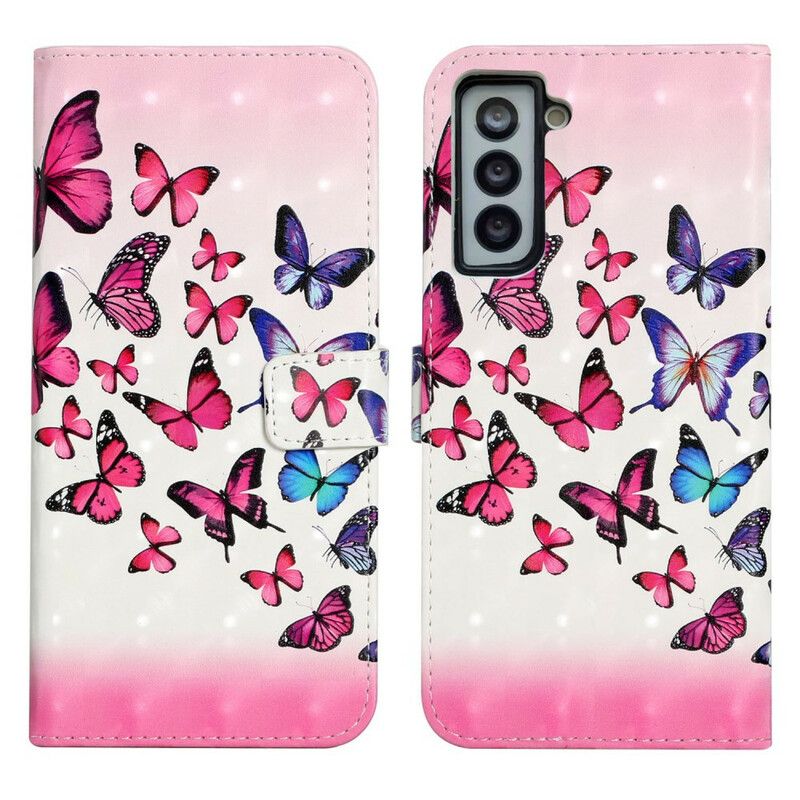 Flip Cover Samsung Galaxy S21 FE Flyvende Sommerfugle