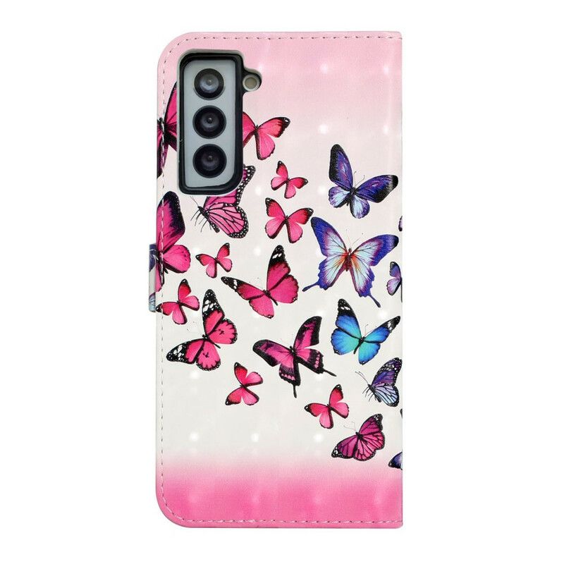 Flip Cover Samsung Galaxy S21 FE Flyvende Sommerfugle