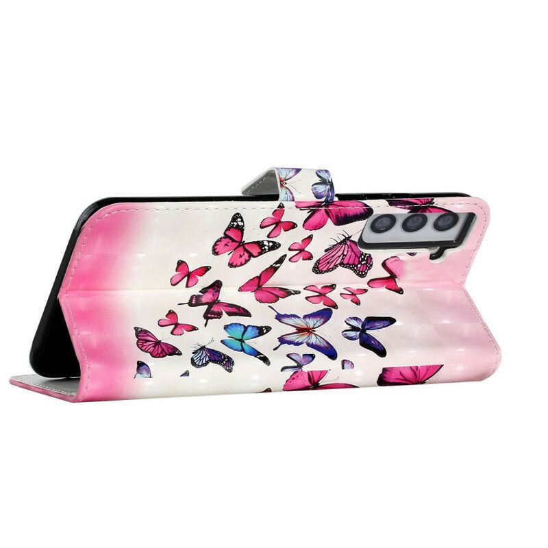 Flip Cover Samsung Galaxy S21 FE Flyvende Sommerfugle