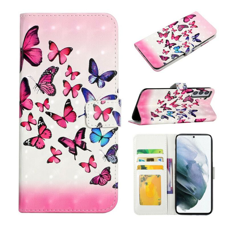 Flip Cover Samsung Galaxy S21 FE Flyvende Sommerfugle