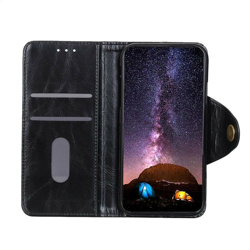 Flip Cover Samsung Galaxy S21 FE Imiteret Læder-patentknap