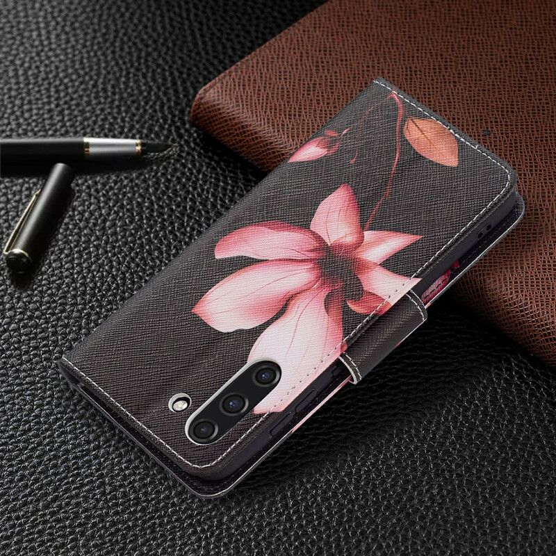 Flip Cover Samsung Galaxy S21 FE Pink Blomst