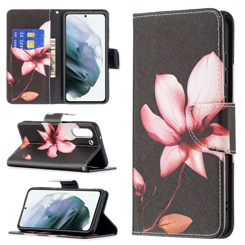 Flip Cover Samsung Galaxy S21 FE Pink Blomst
